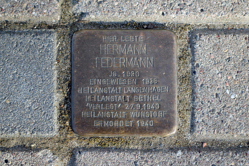 Stolperstein für Hermann Federmann verlegt im Karl-Siebold-Weg 3 in Bethel (Bielefeld)
